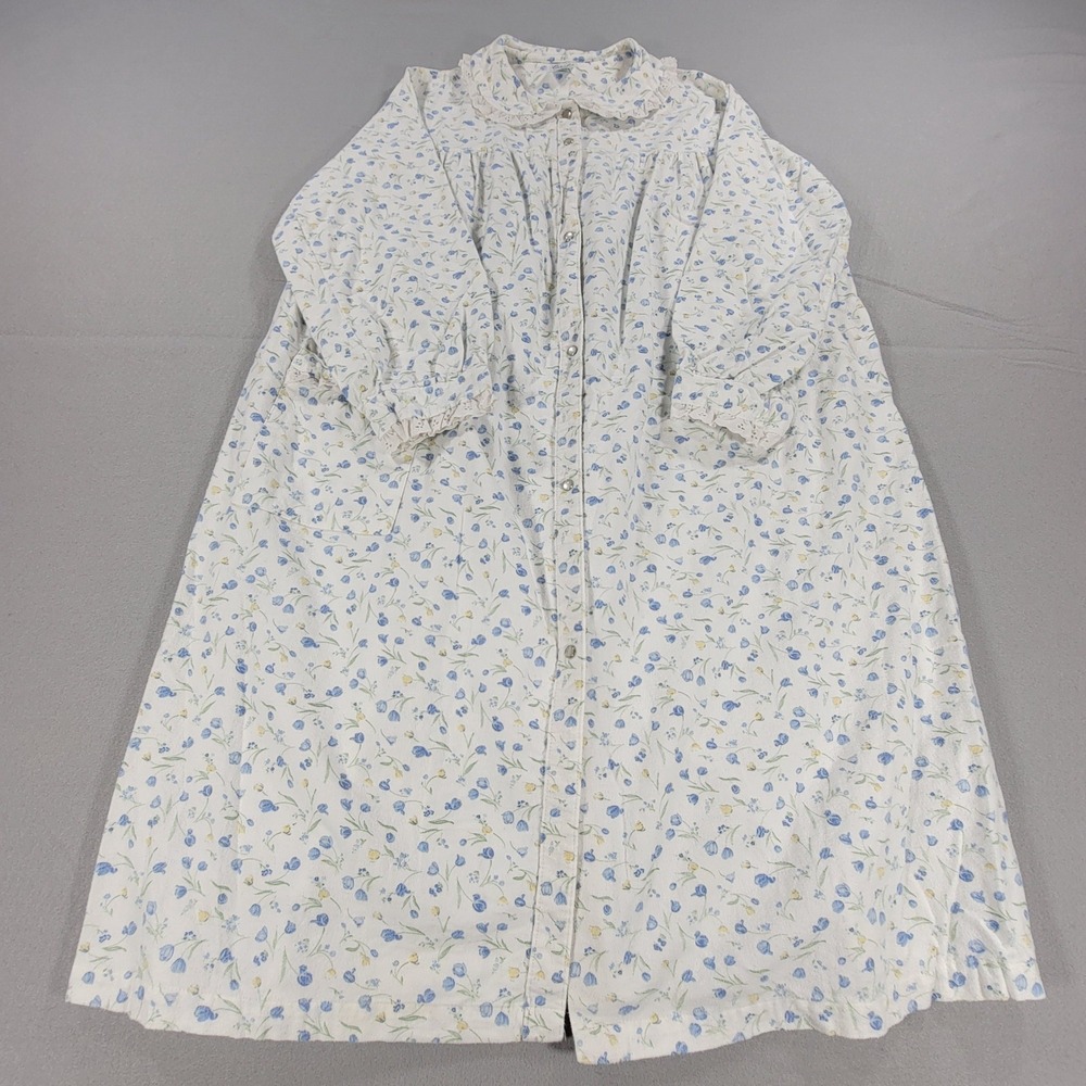 Vintage Carole Floral Cotton Nightgown Cottagecore Ruffle Collar USA Women's XL - Picture 4 of 10